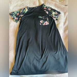 Black floral sleeve dress